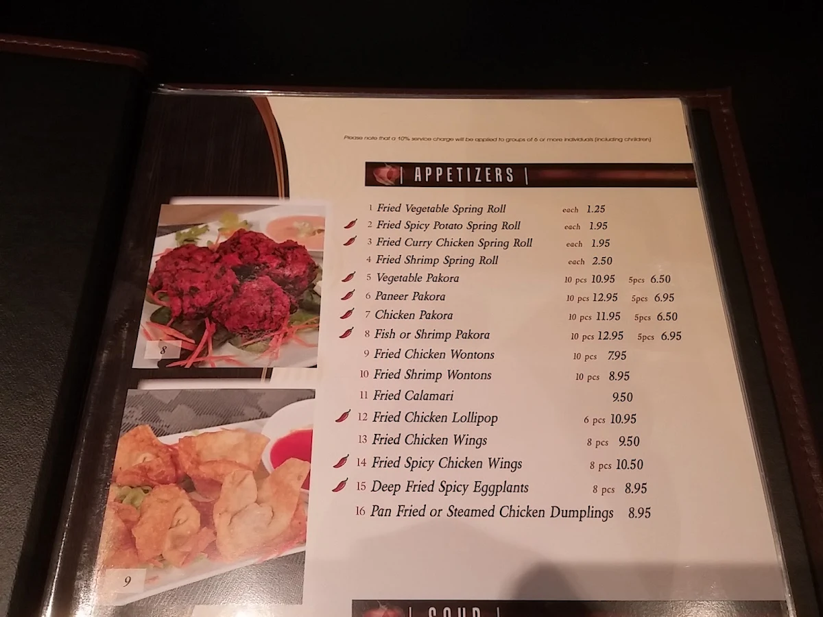 Menu, China Palace