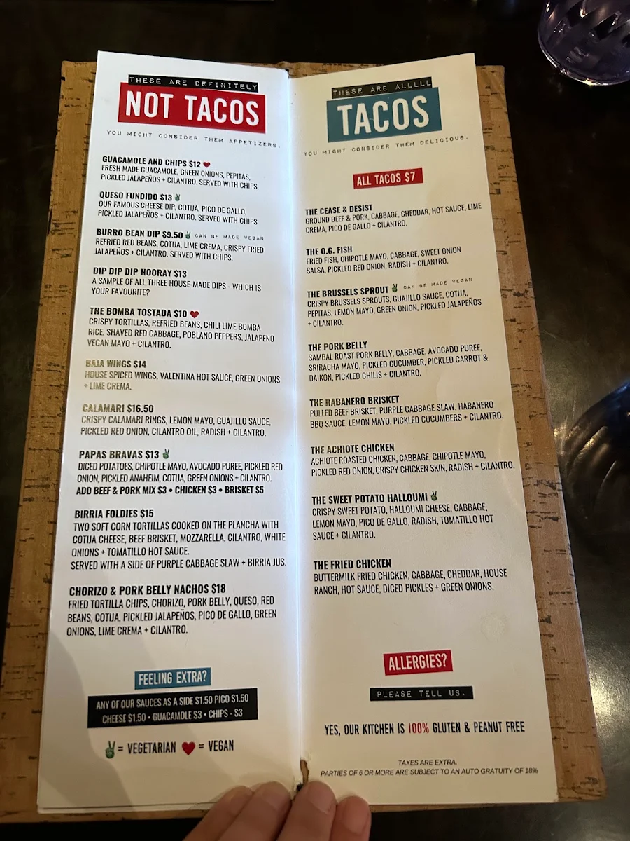 Menu, The Mule London