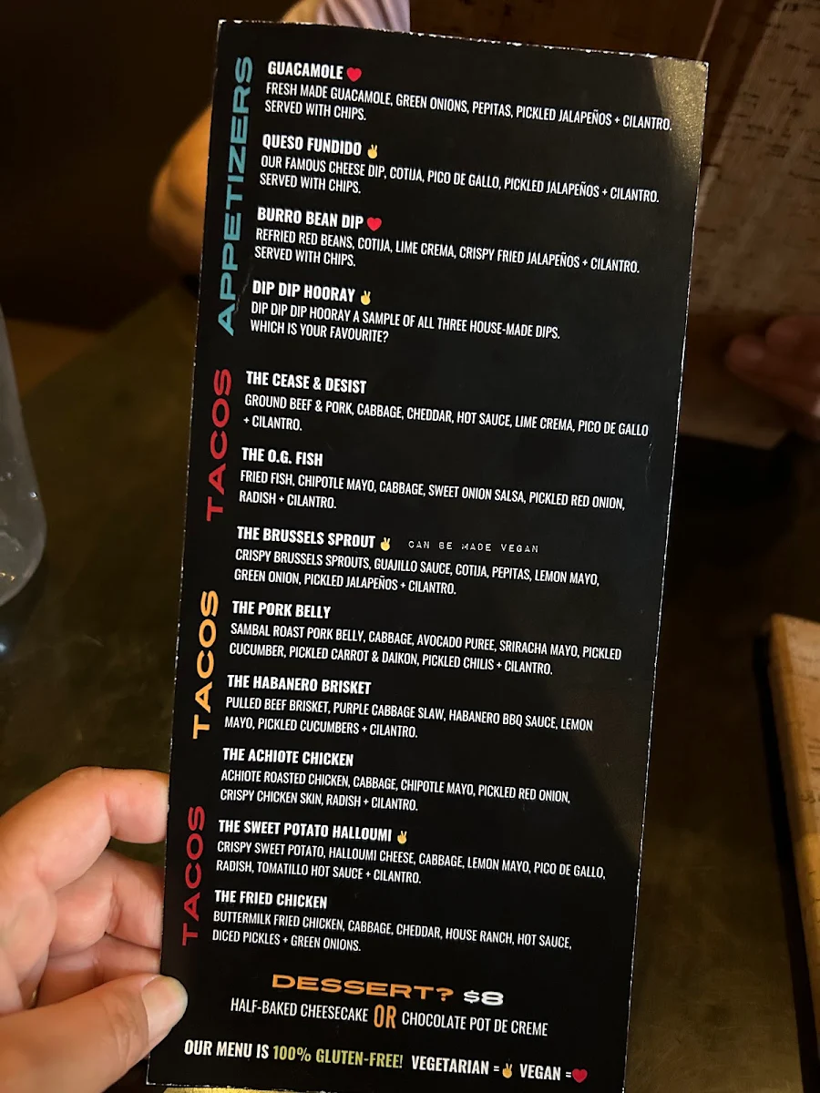 Menu, The Mule London