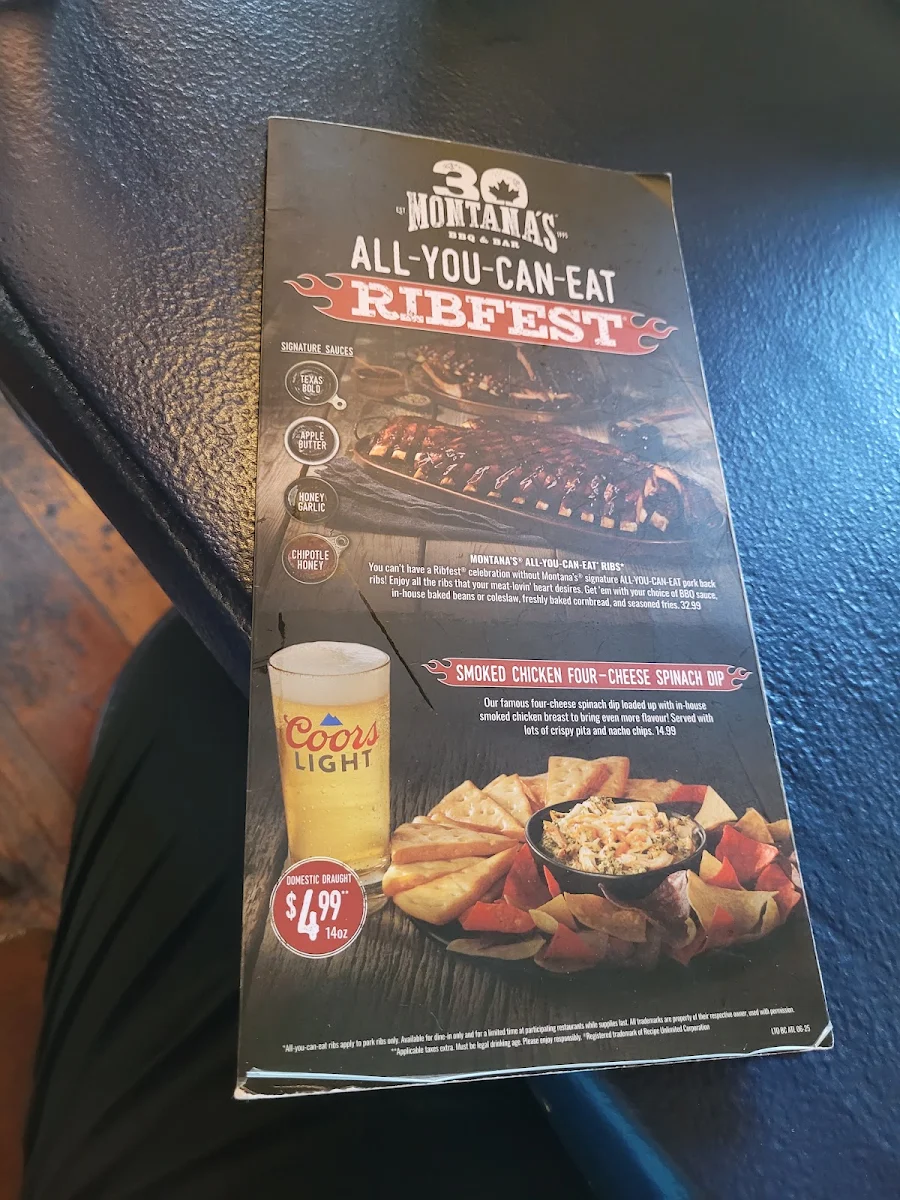 Menu, Montana’s BBQ & Bar