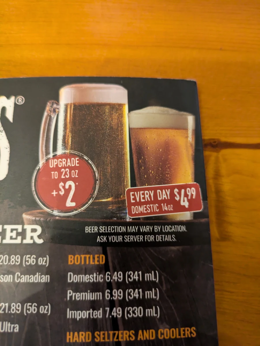 Menu, Montana’s BBQ & Bar