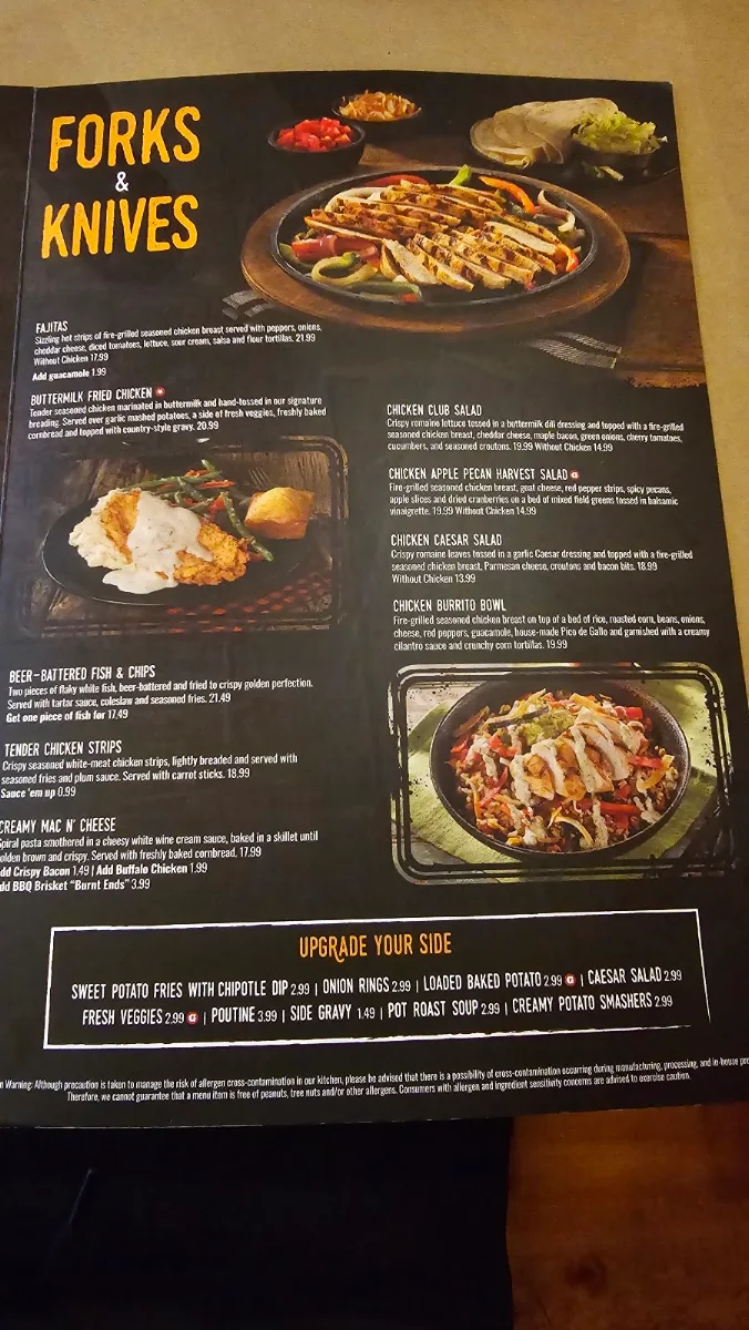 Menu, Montana’s BBQ & Bar