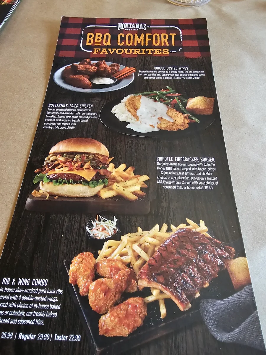 Menu, Montana’s BBQ & Bar