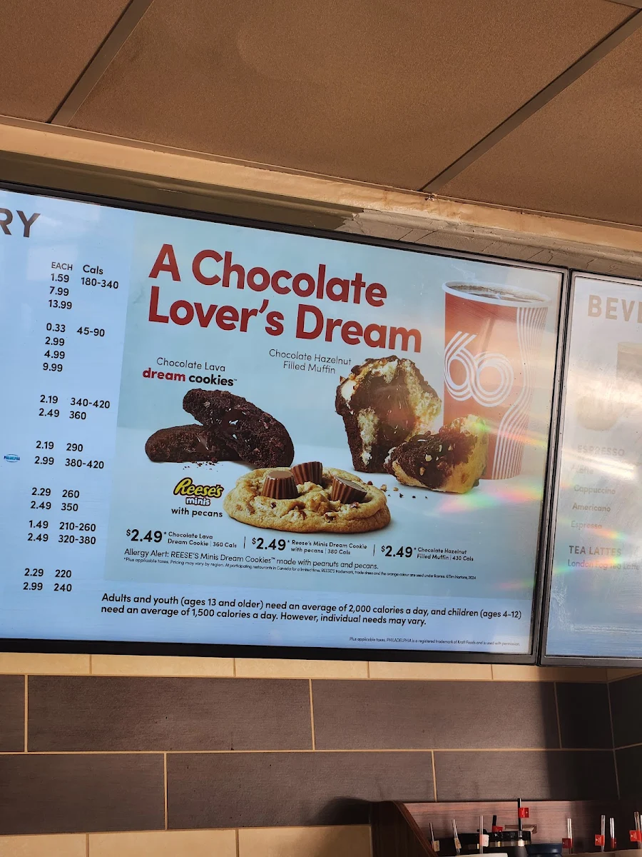 Menu, Tim Hortons