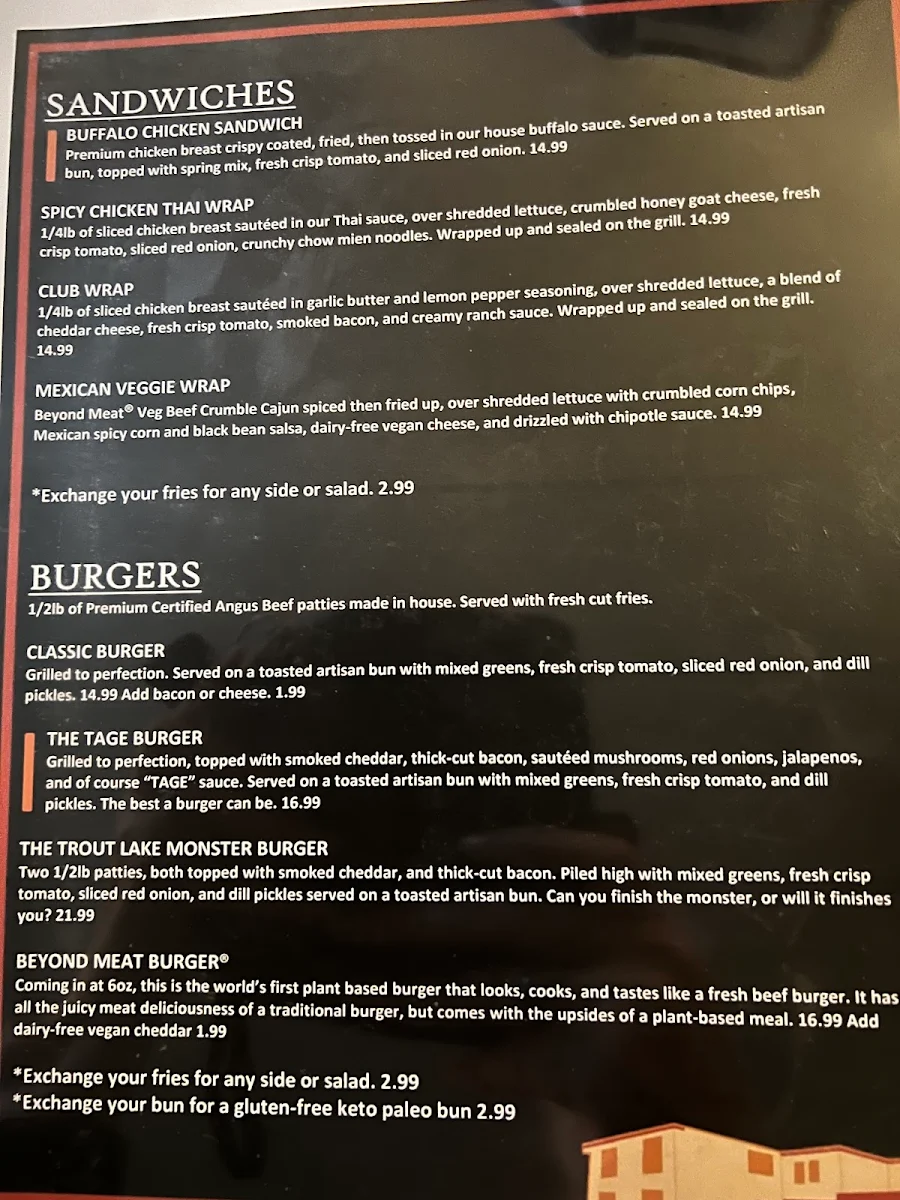 Menu, The Portage