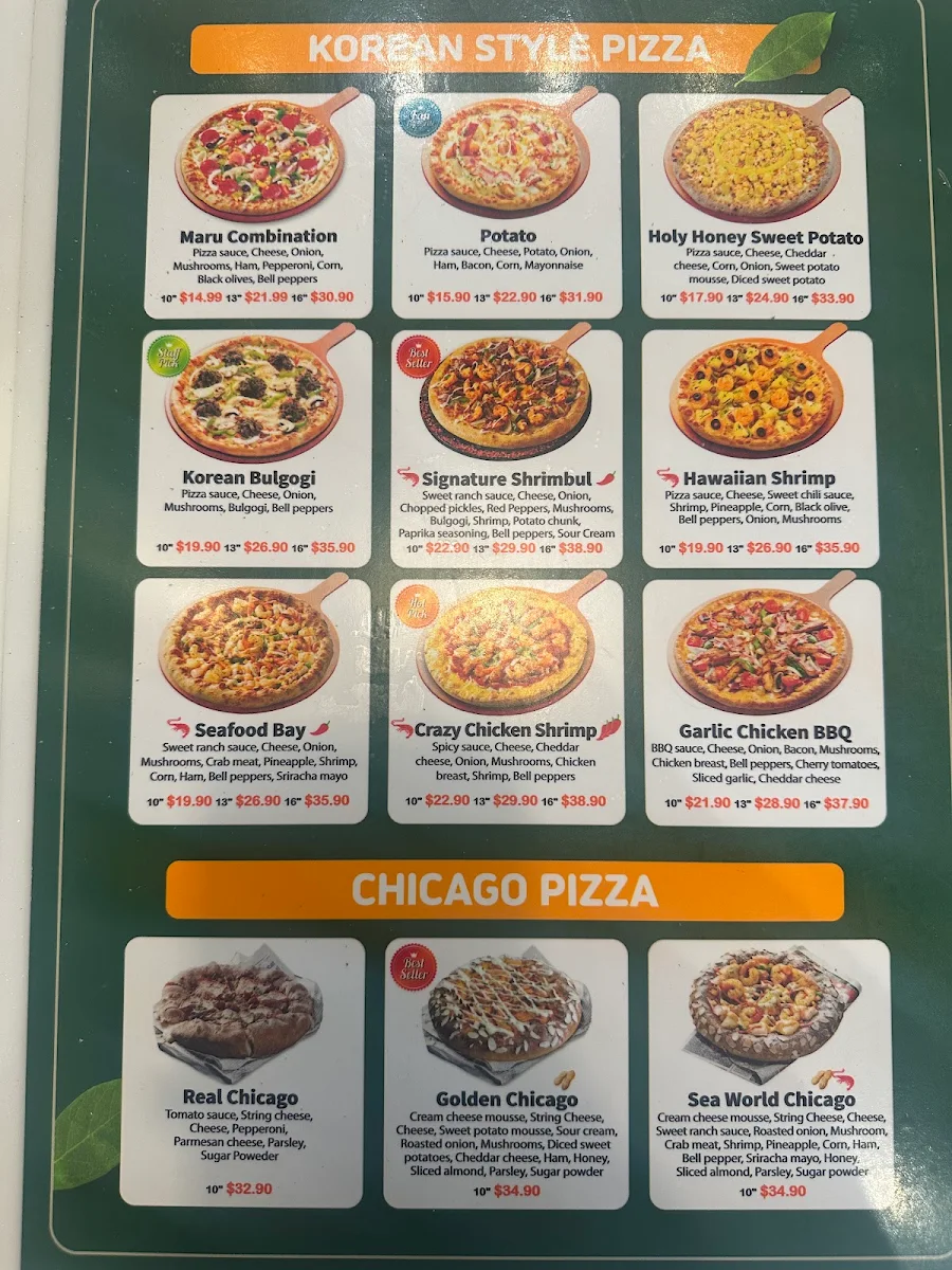 Menu, Pizza Maru Lougheed