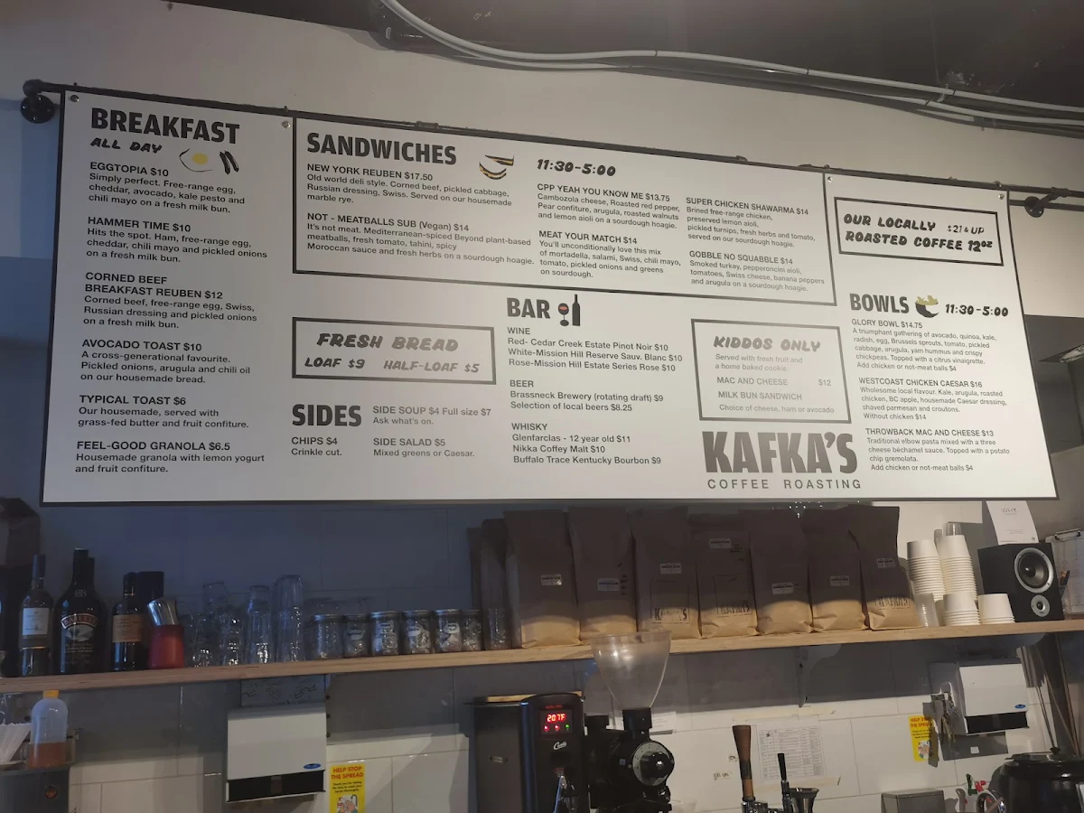 Menu, Kafka’s Coffee Roasting and Bakery