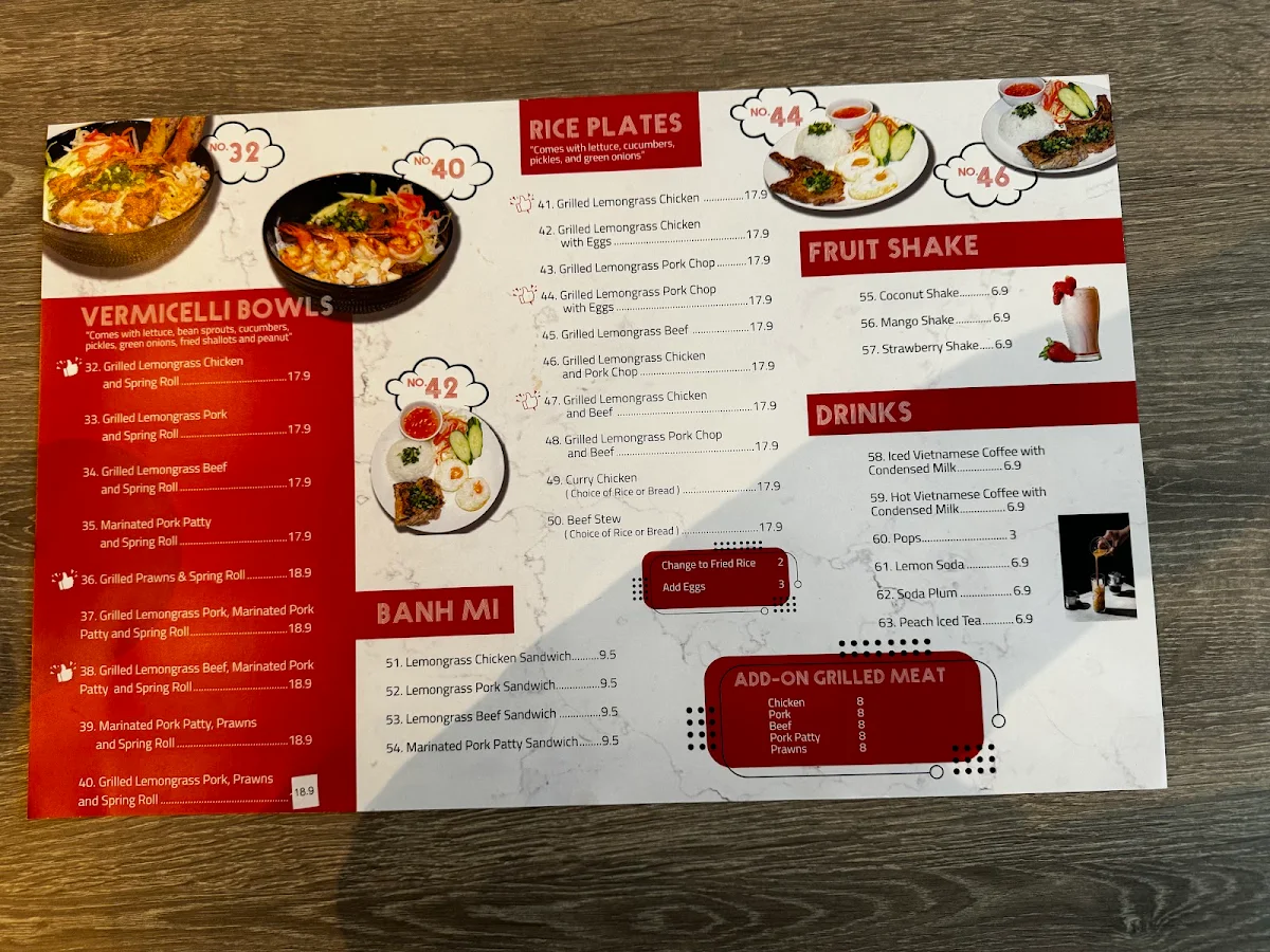 Menu, Pho Georgia Express
