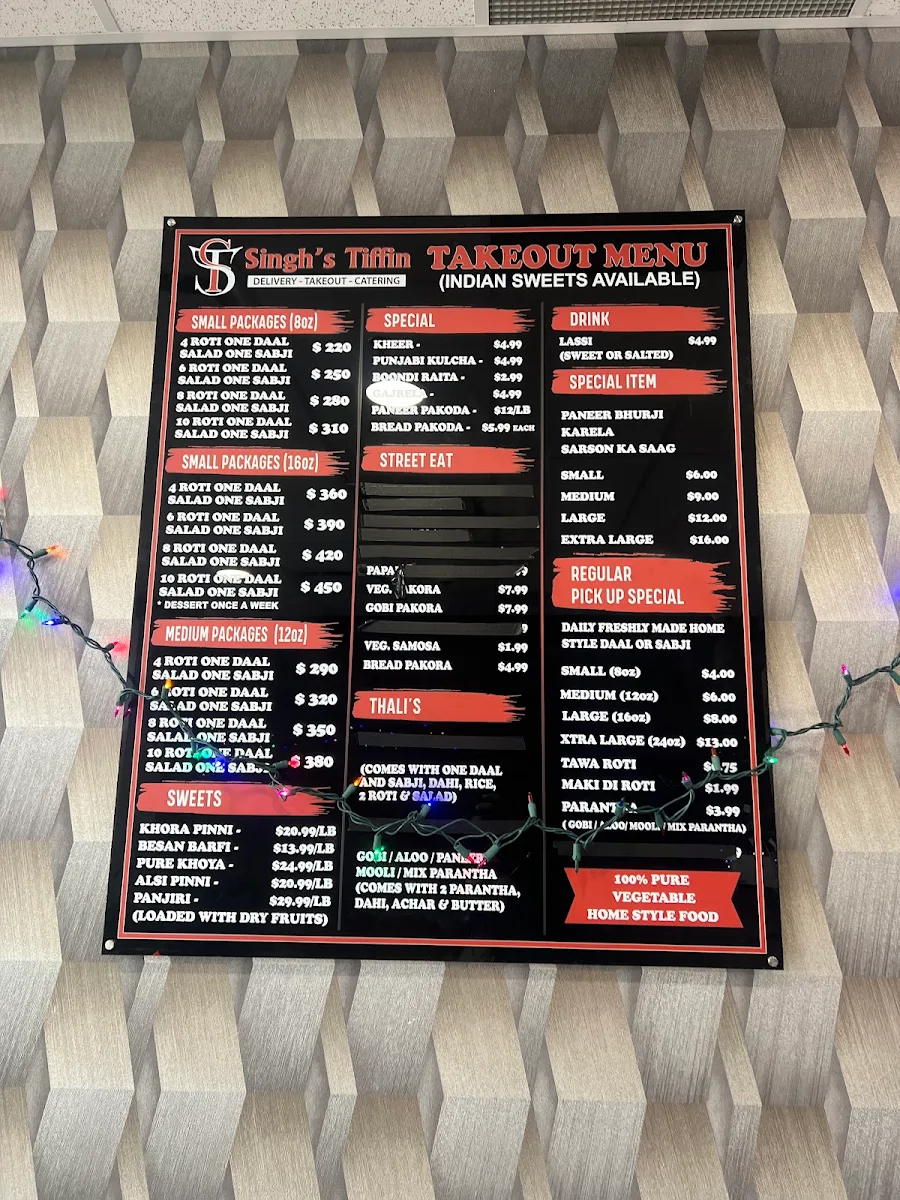 Menu, Singh’s Tiffin – Tiffin Service Calgary