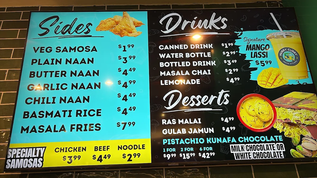 Menu, Hurry Curry - Quinte Mall