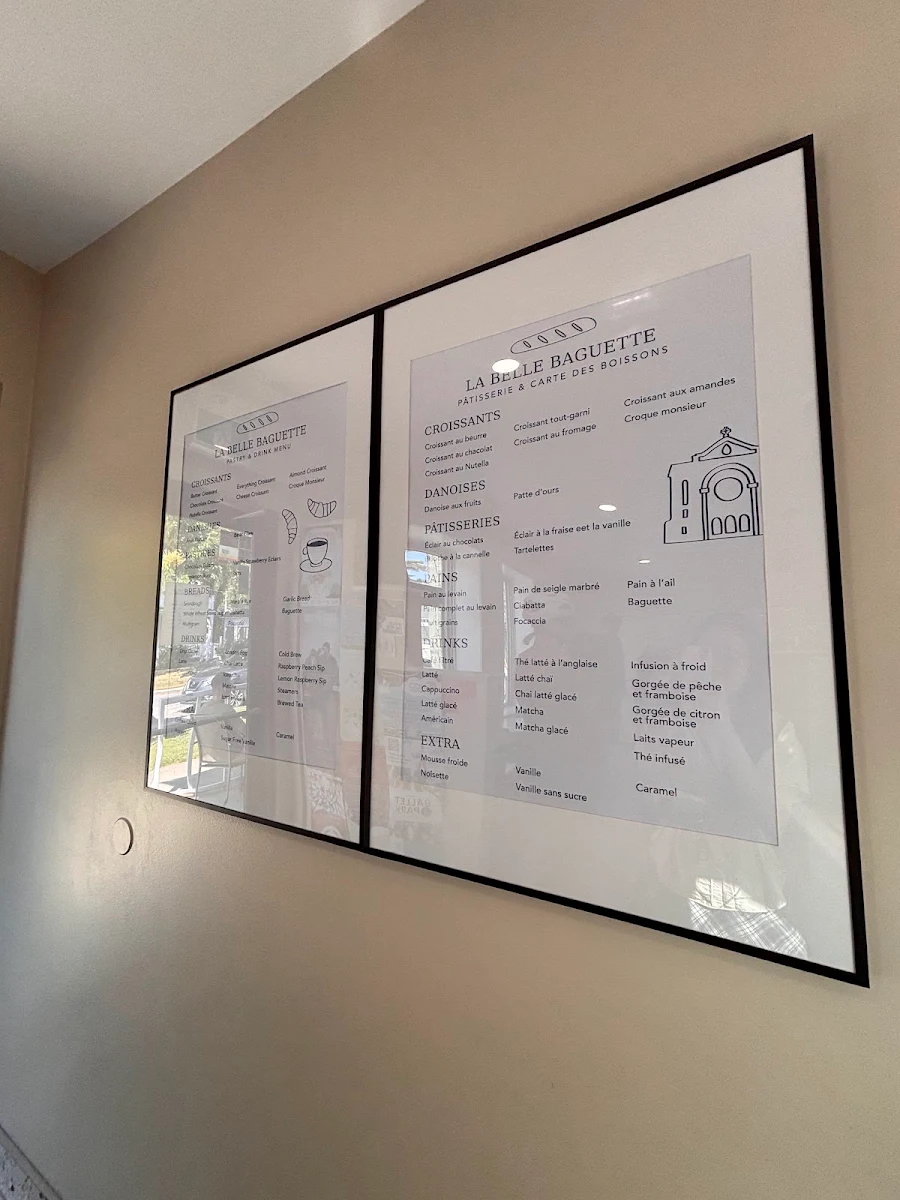 Menu, La Belle Baguette
