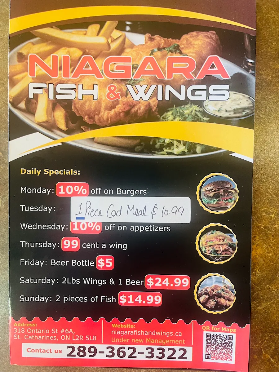 Menu, Niagara Fish & Wings