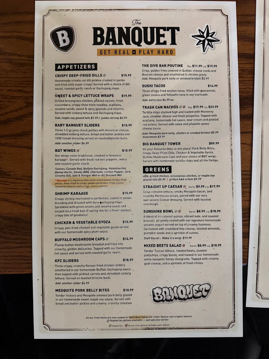 Menu, The Banquet (Mahogany)