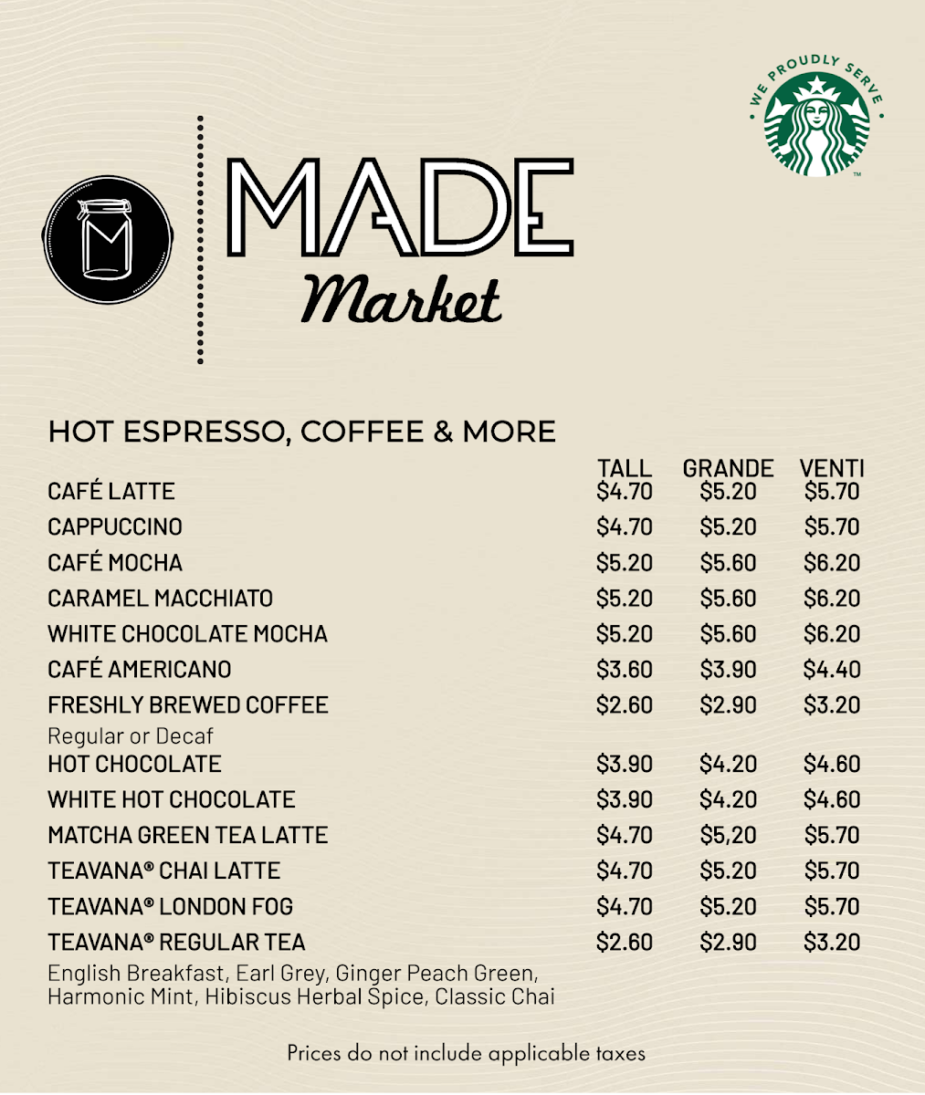 Menu, Made Market