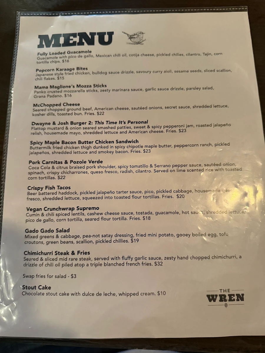 Menu, The Wren
