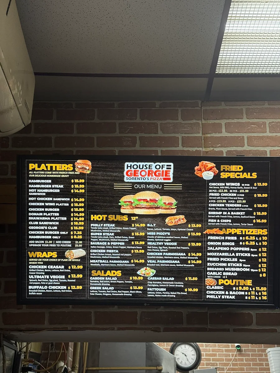 Menu, Rosetti Pizzeria
