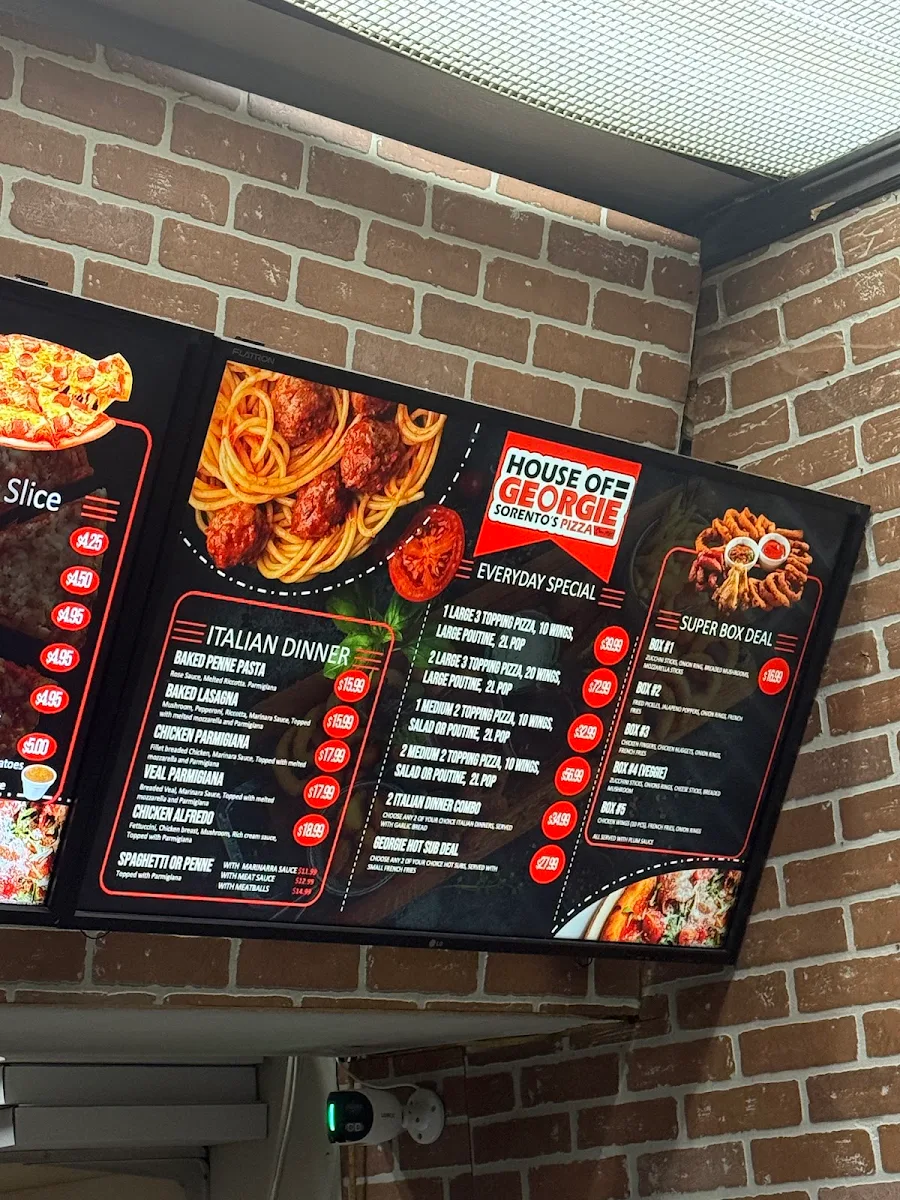 Menu, Rosetti Pizzeria