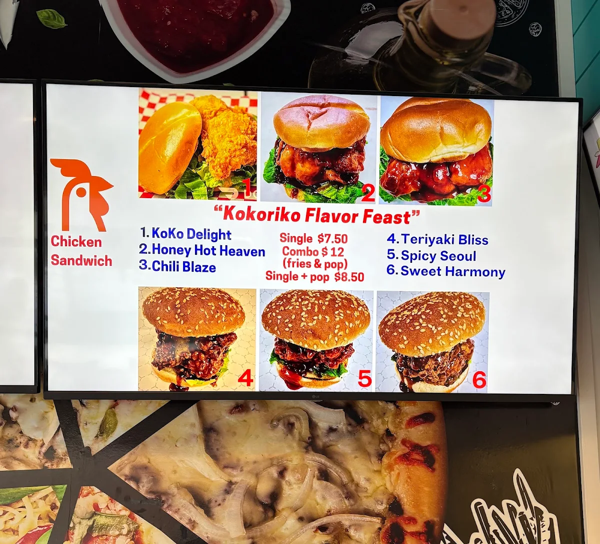 Menu, Kokoriko Fried Chicken & Jam's Pizza and Donair