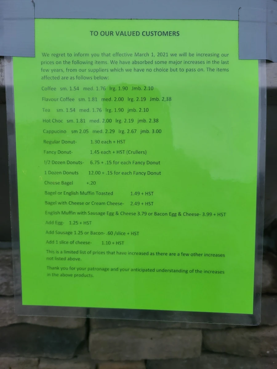Menu, Skylight Donuts Drive Thru