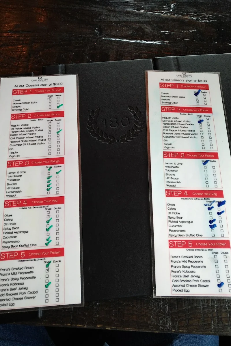 Menu, One Eighty Sports Pub