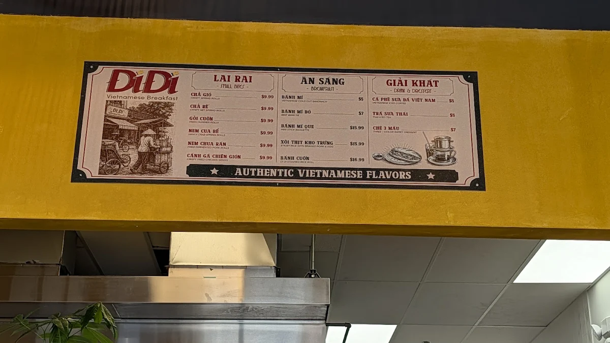 Menu, Di Di Vietnamese Breakfast