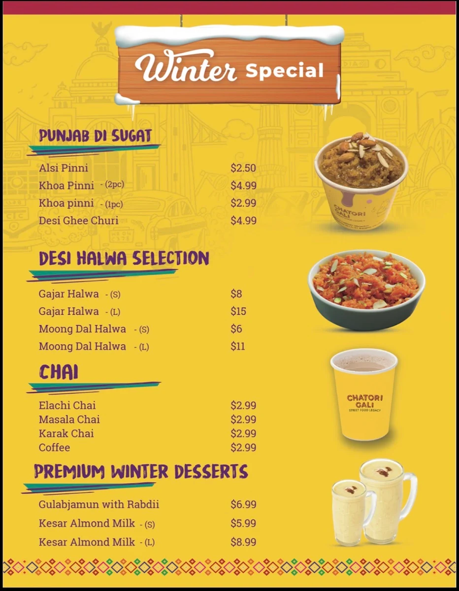 Menu, Chatori Gali At Heartland