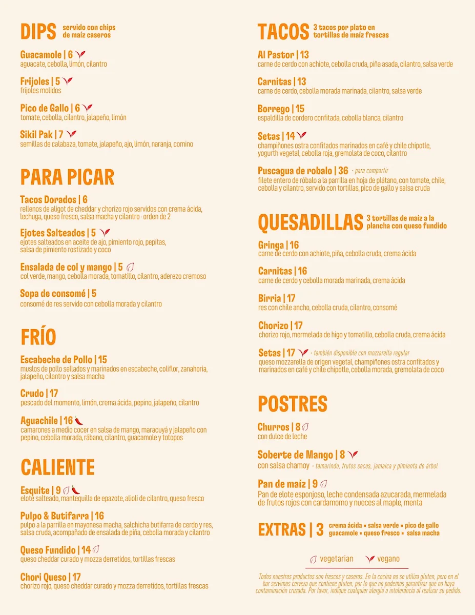 Menu, Julio Taqueria