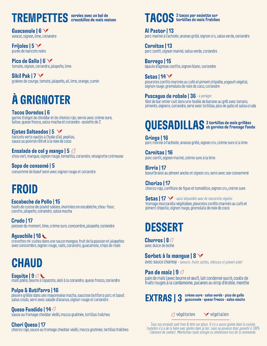 Menu, Julio Taqueria