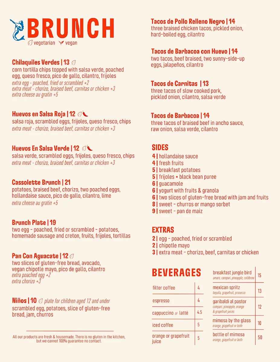 Menu, Julio Taqueria