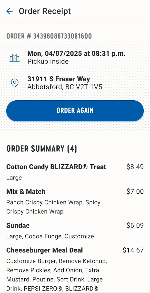 Menu, Dairy Queen Grill & Chill