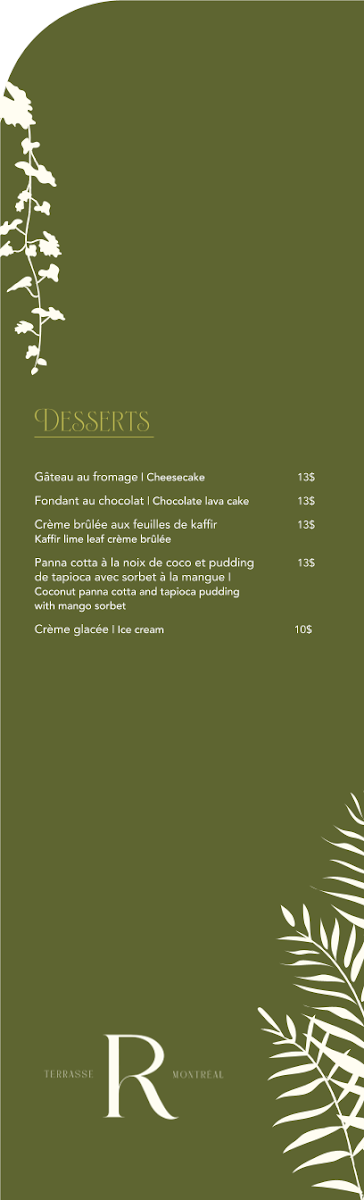 Menu, Terrasse R Montréal