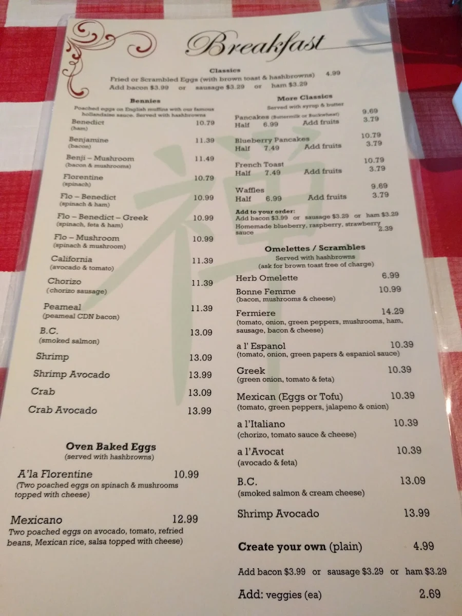 Menu, Cafe Zen On Yew