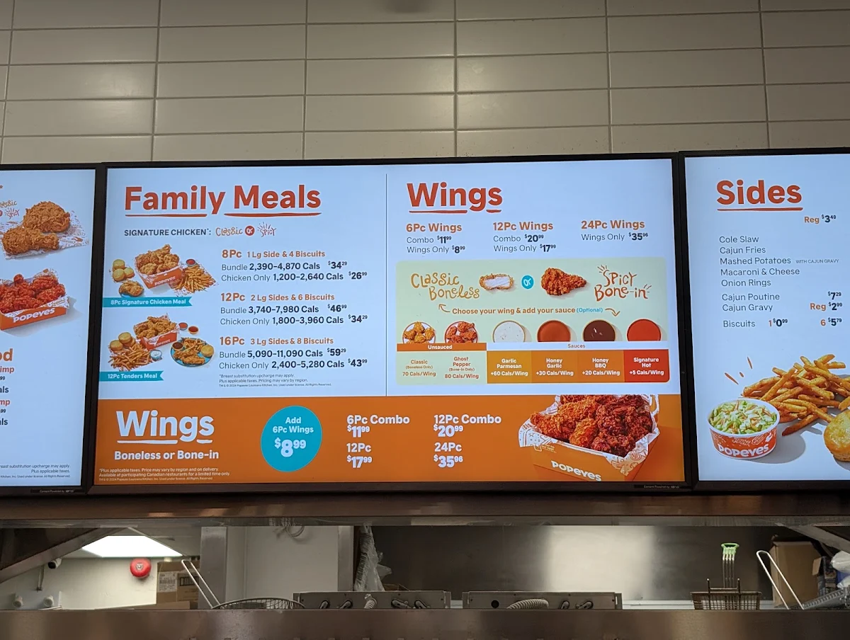 Menu, Popeyes Louisiana Kitchen