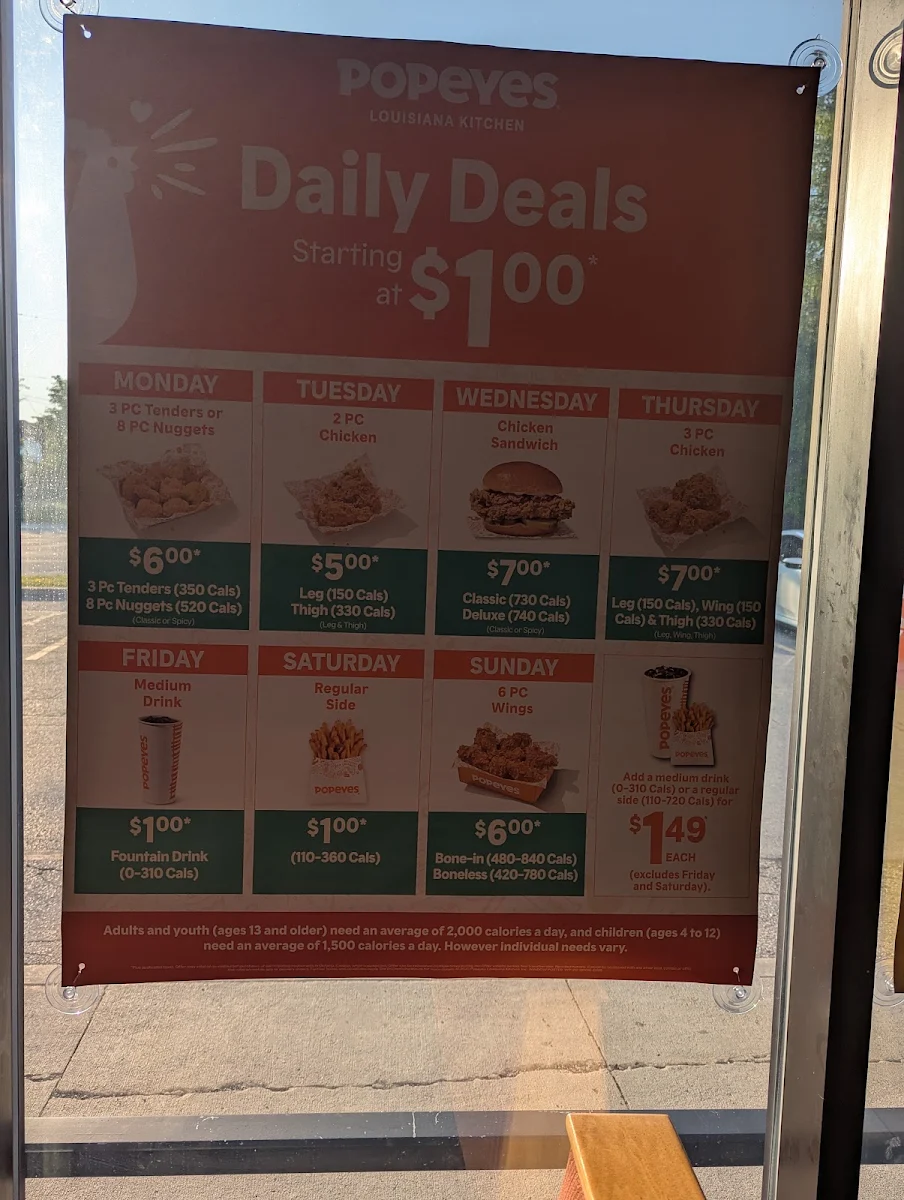 Menu, Popeyes Louisiana Kitchen
