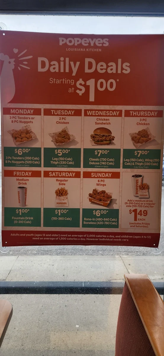 Menu, Popeyes Louisiana Kitchen