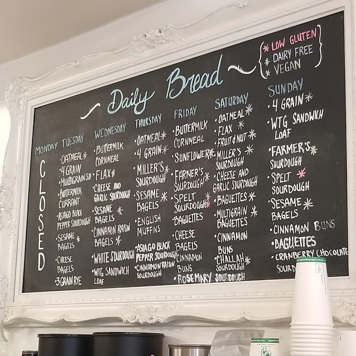 Menu, With the Grain Bakery
