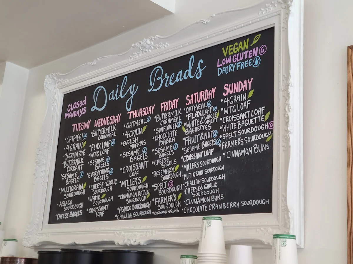 Menu, With the Grain Bakery