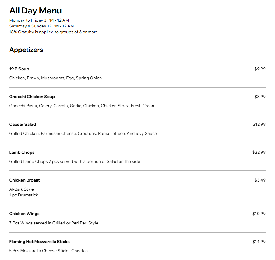 Menu, Salt & Steak Restaurant