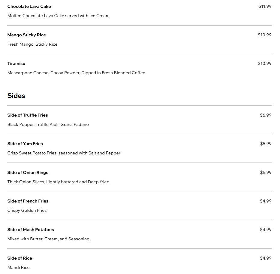 Menu, Salt & Steak Restaurant