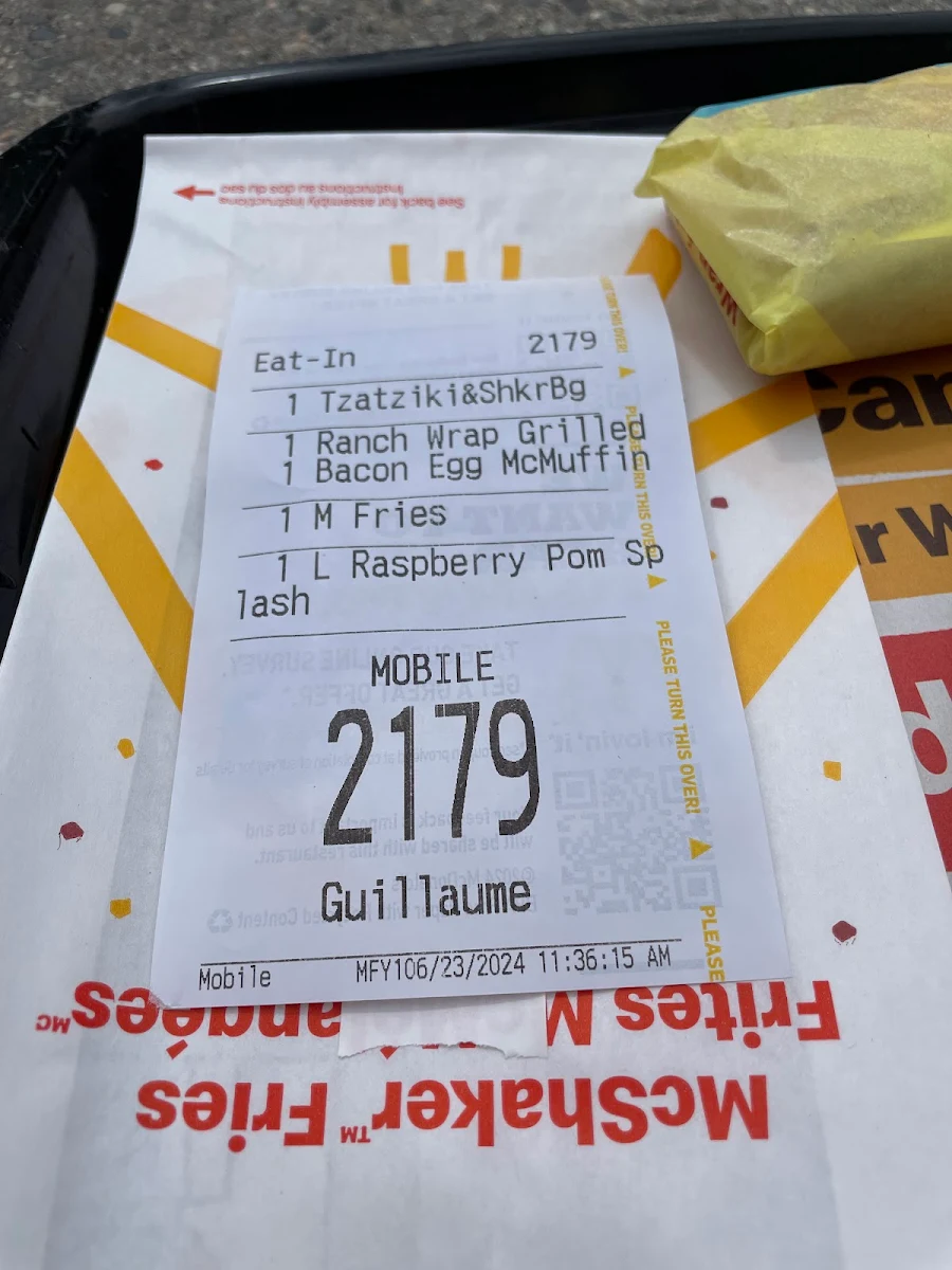 Menu, McDonald's