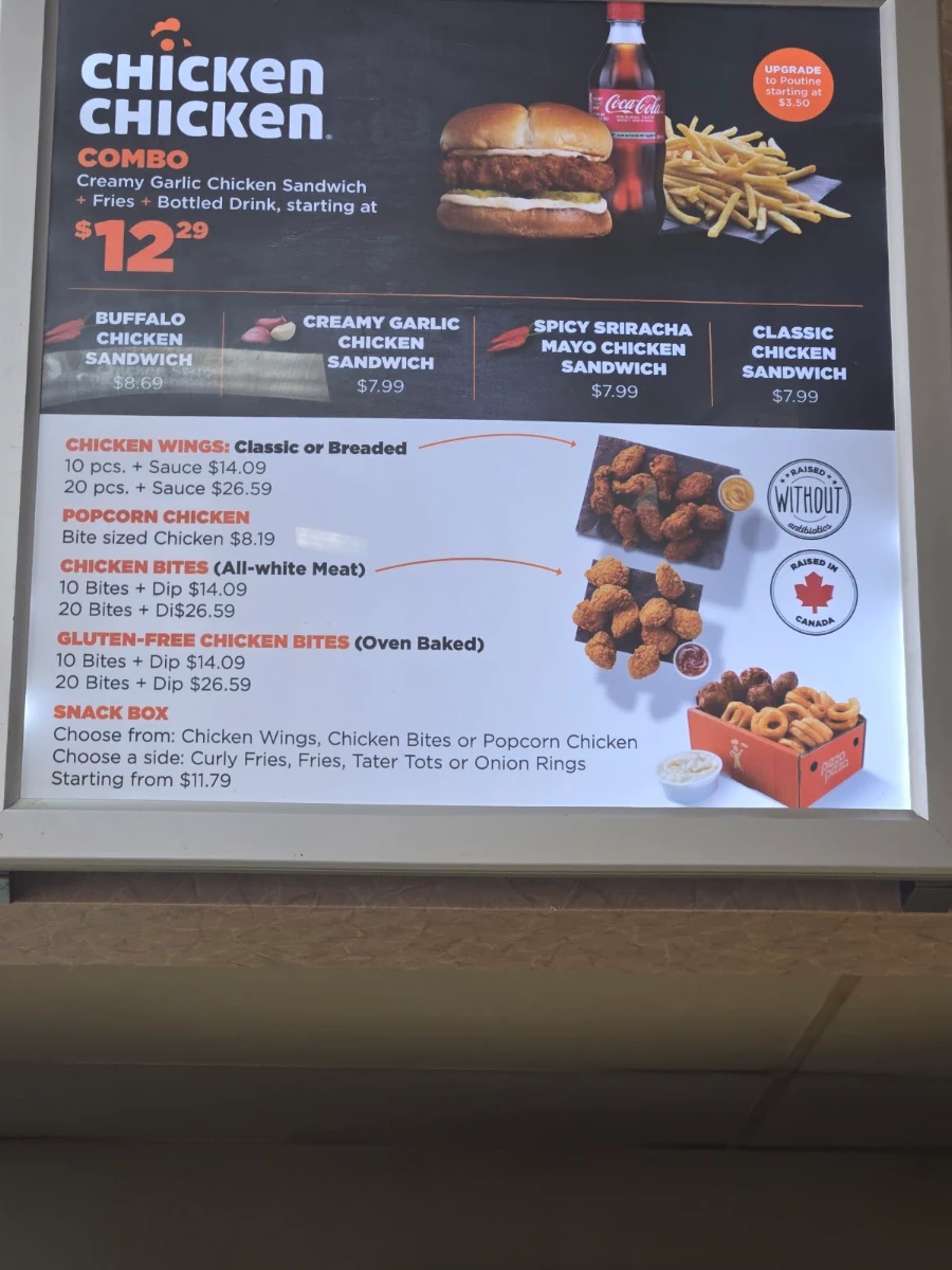 Menu, Pizza Pizza