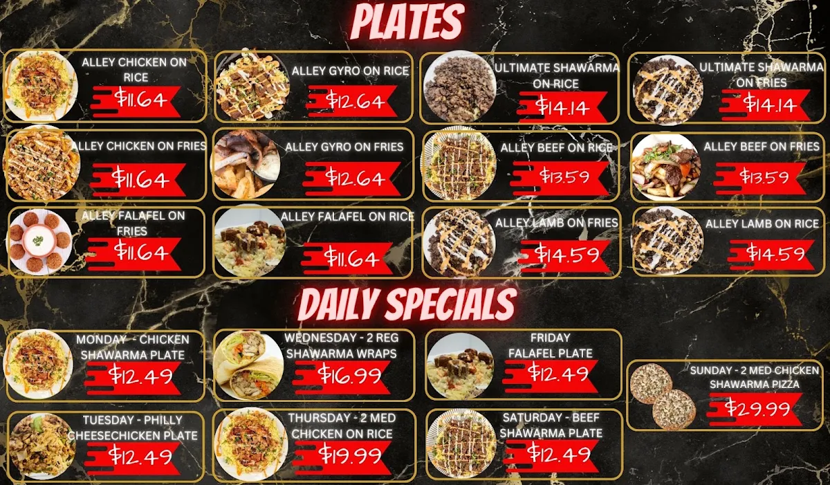 Menu, Shawarma Alley Brampton