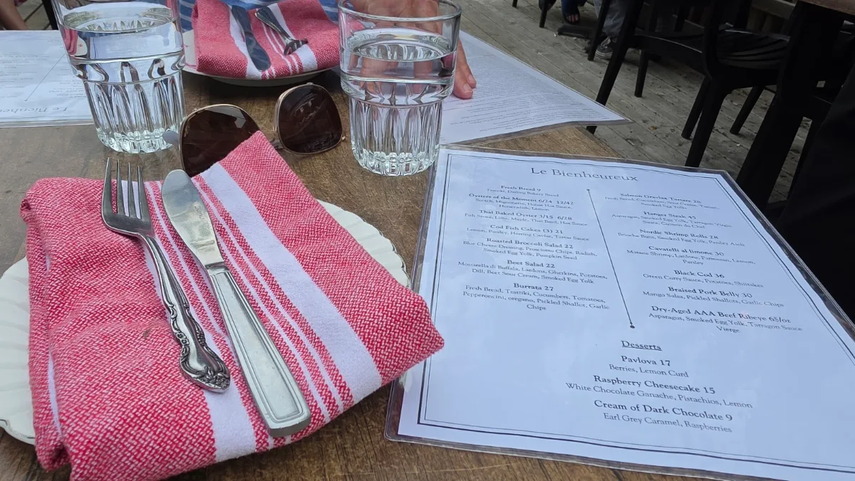 Menu, Restaurant Le Bienheureux