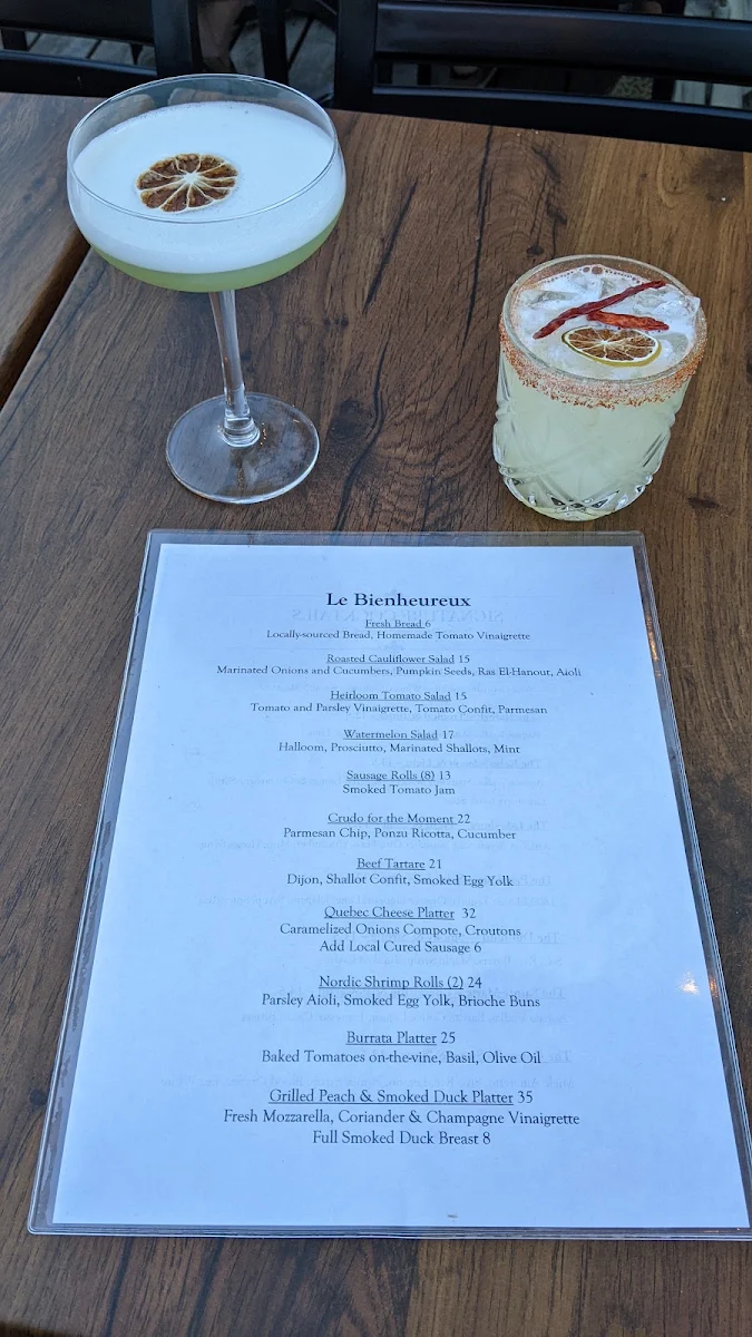 Menu, Restaurant Le Bienheureux