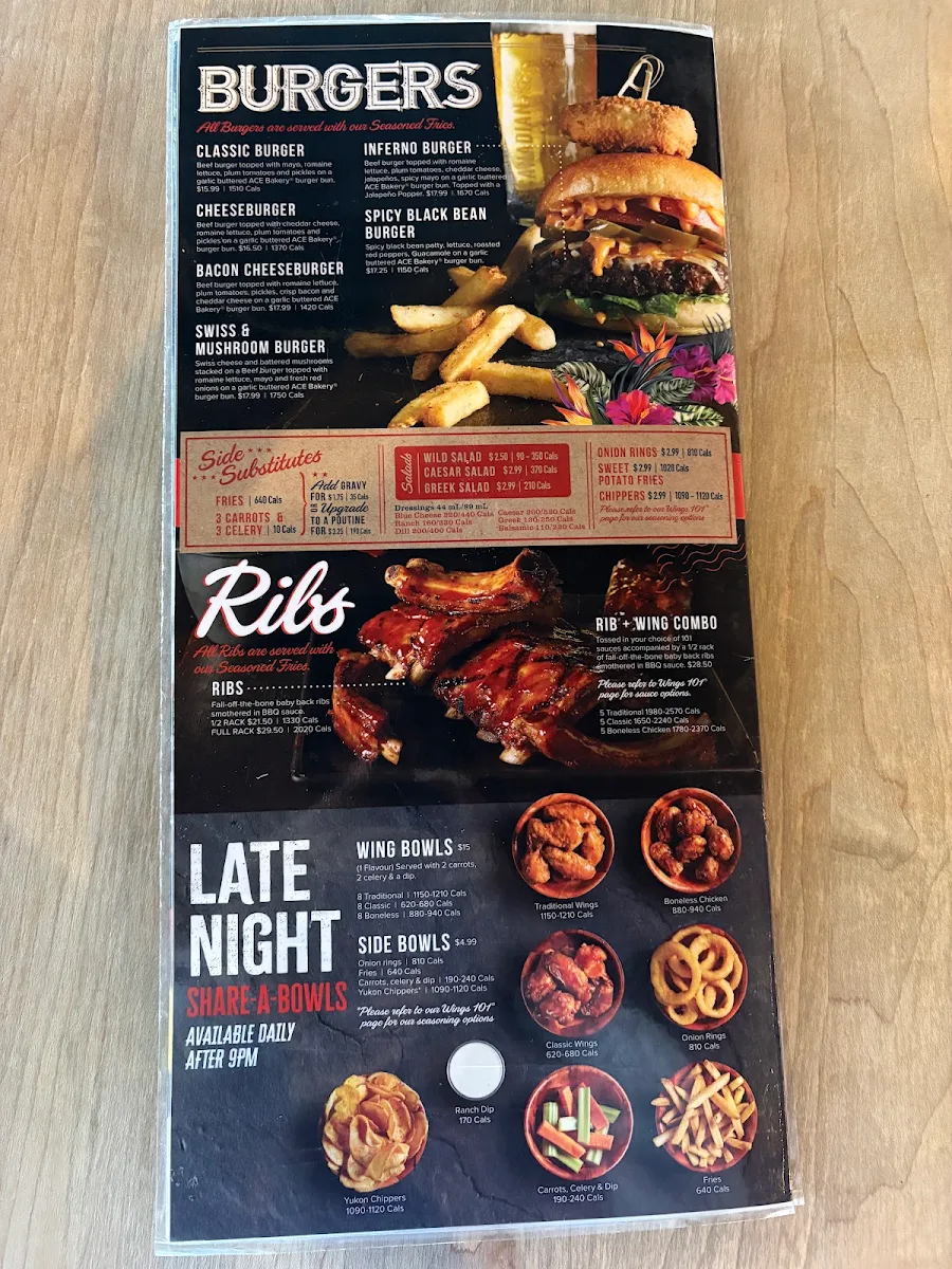 Menu, Wild Wing