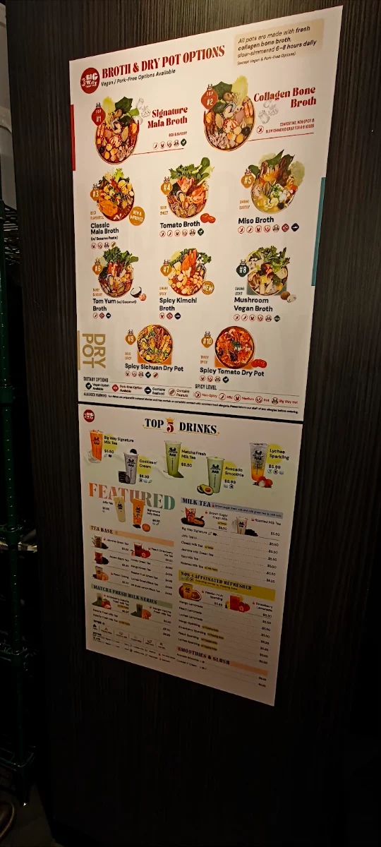 Menu, Big Way Hot Pot (North York)