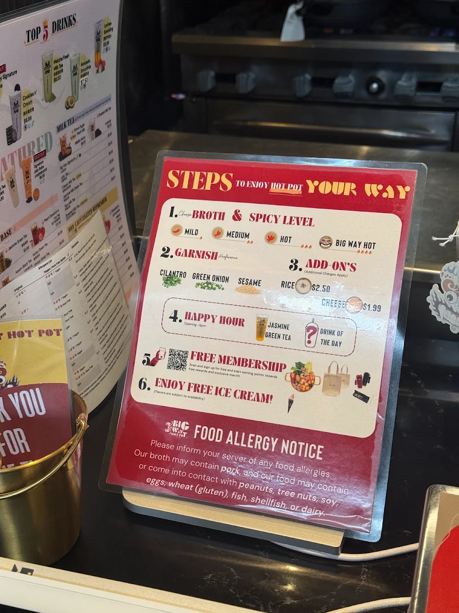 Menu, Big Way Hot Pot (North York)