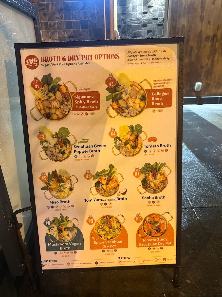 Menu, Big Way Hot Pot (North York)
