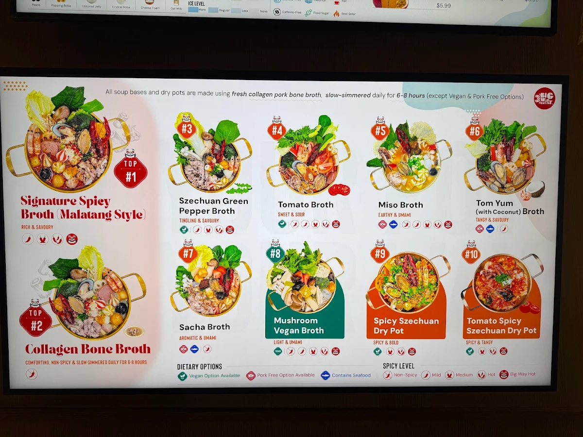 Menu, Big Way Hot Pot (North York)