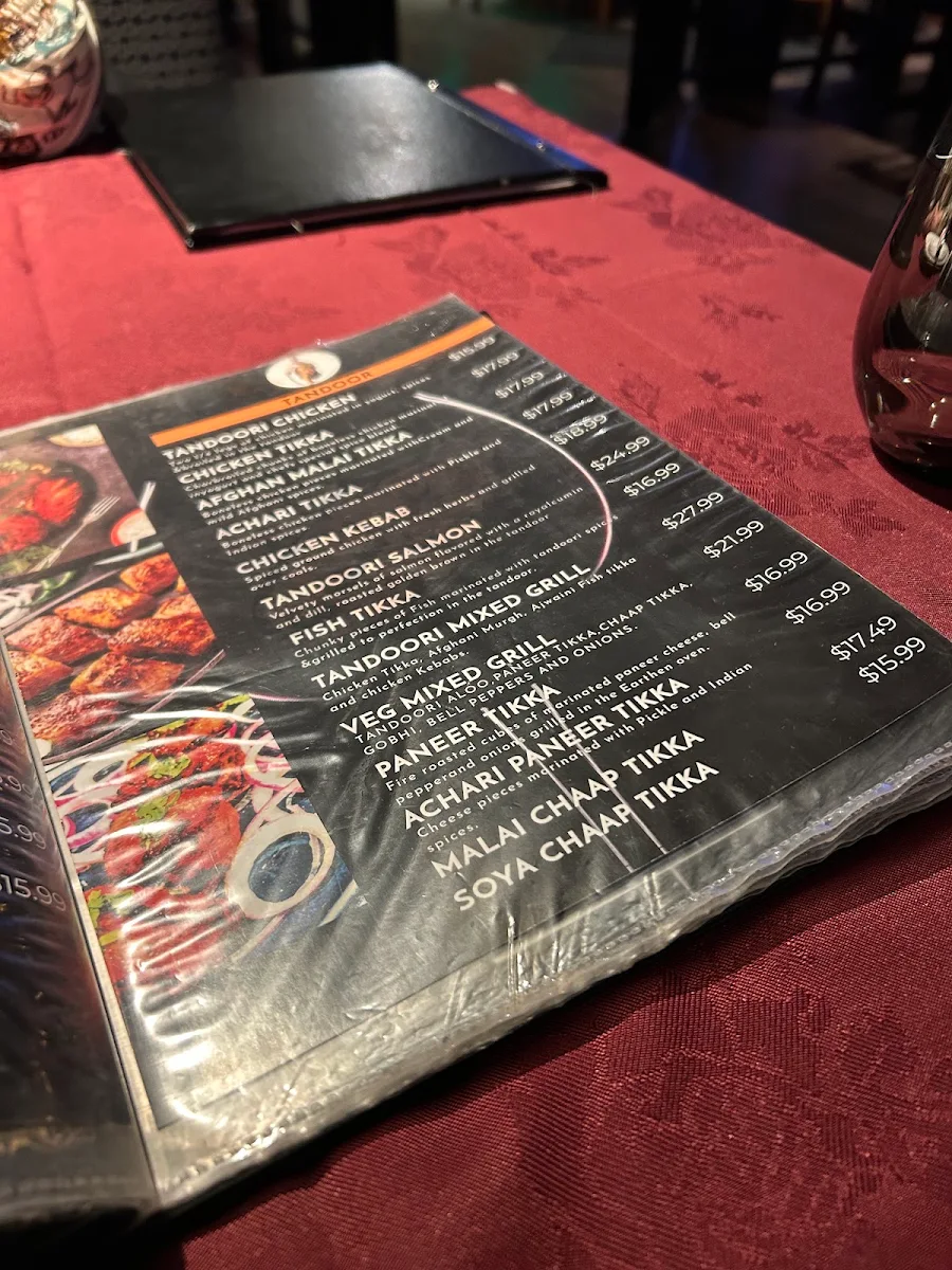 Menu, Prince of India Burlington